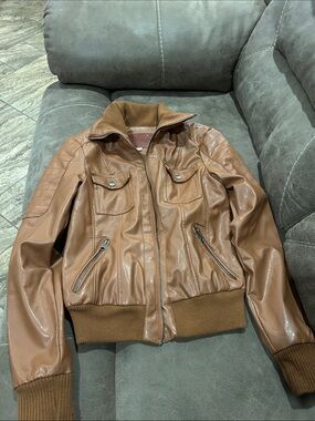 Miss London Brown Faux Leather Jacket